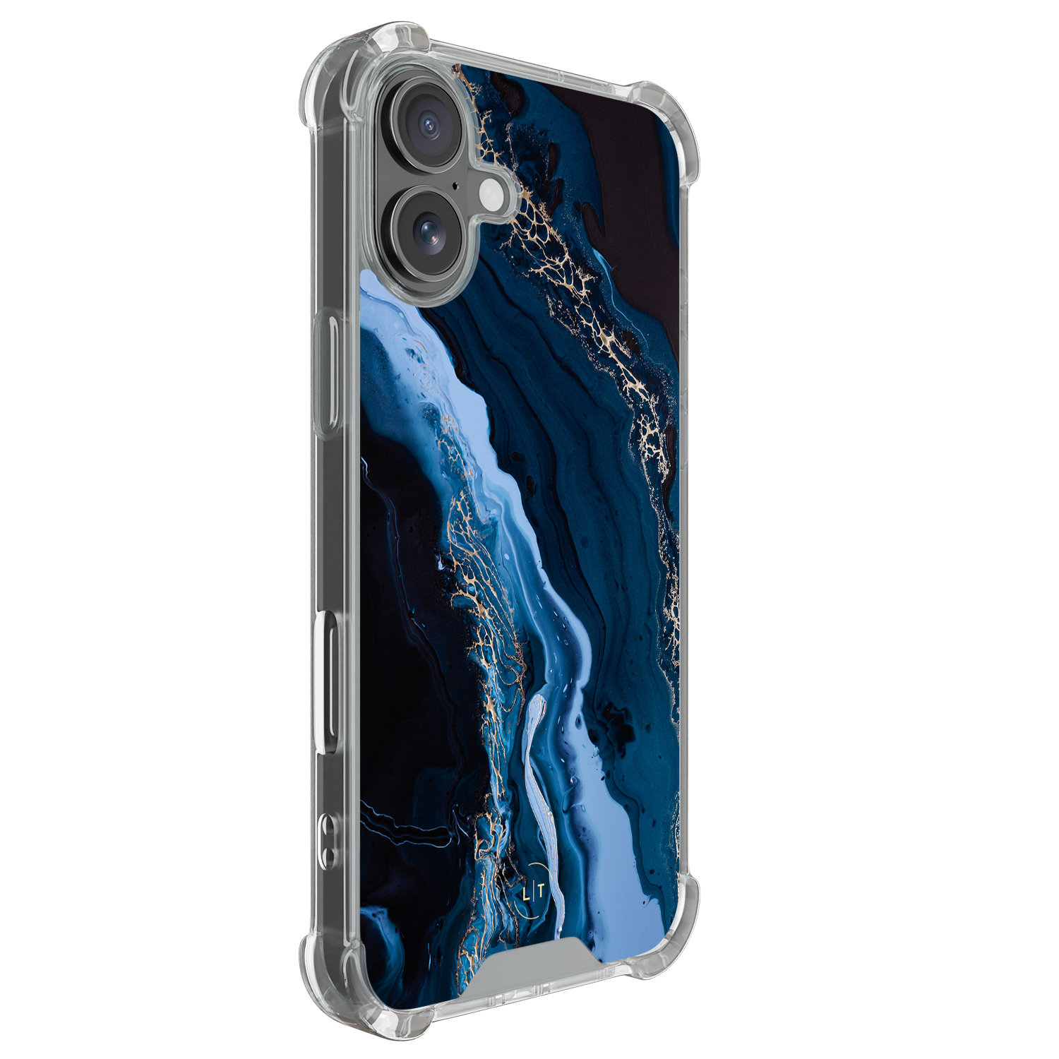 Leuke Telefoonhoesjes iPhone 17 shockproof case - Marmer lagoon blauw