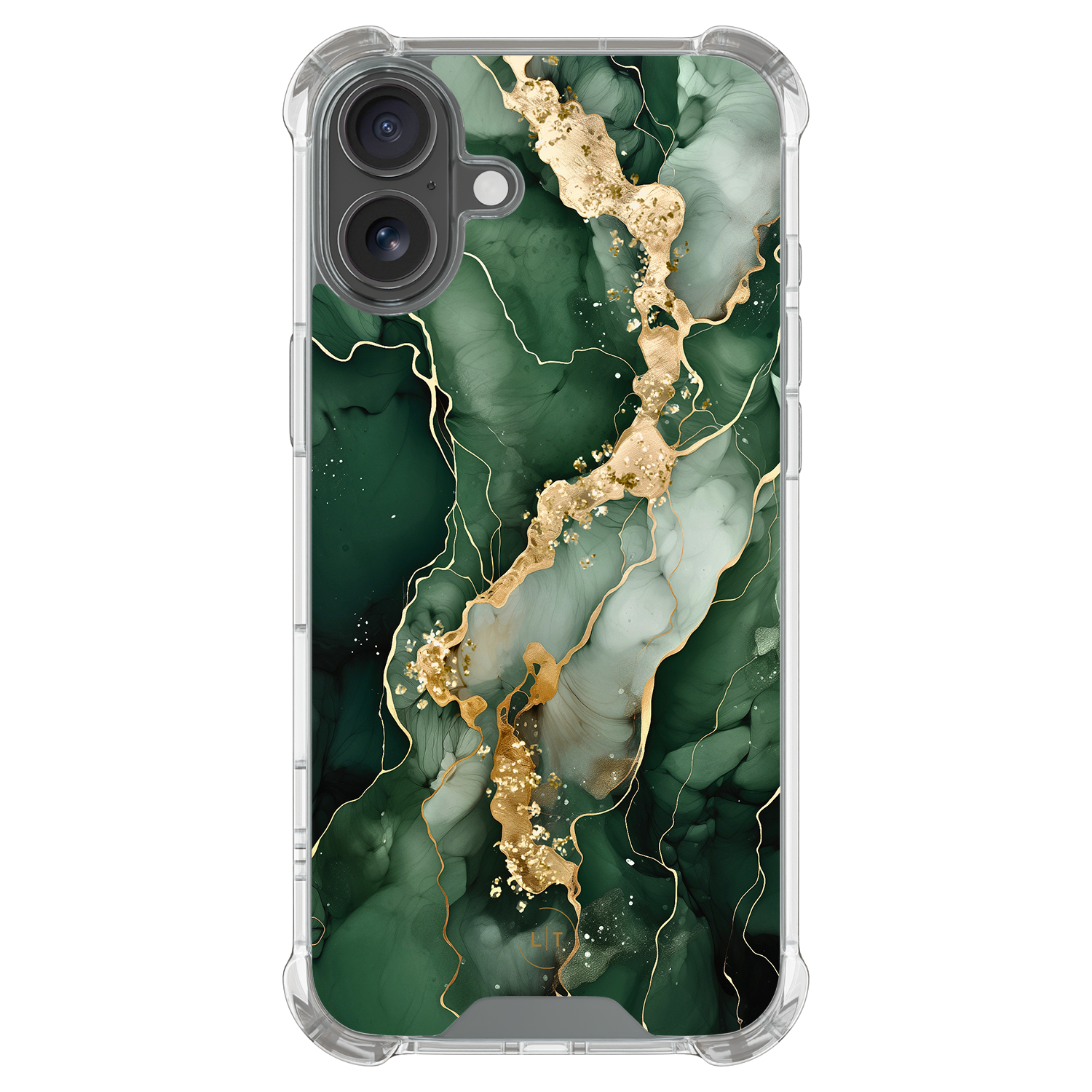 Leuke Telefoonhoesjes iPhone 17 shockproof case - Marmer groen goud
