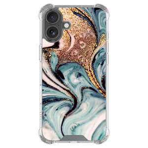 Leuke Telefoonhoesjes iPhone 17 shockproof case - Marmer blauw goud