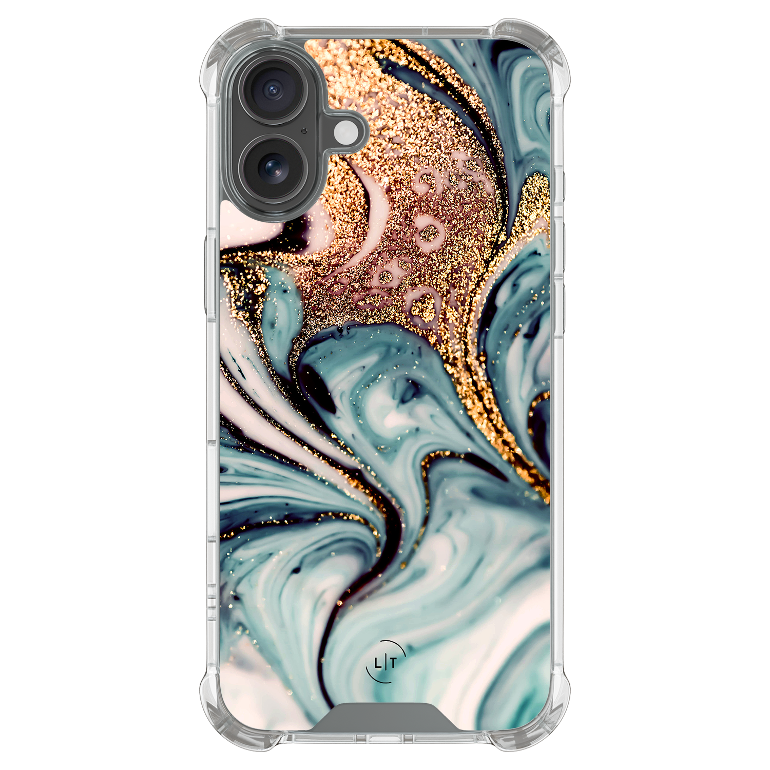 Leuke Telefoonhoesjes iPhone 17 shockproof case - Marmer blauw goud