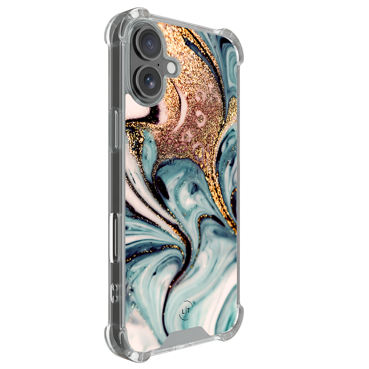 Leuke Telefoonhoesjes iPhone 17 shockproof case - Marmer blauw goud