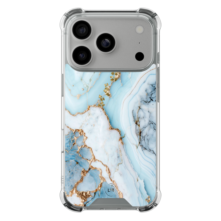 Leuke Telefoonhoesjes iPhone 17 Pro shockproof case - Marmer babyblauw