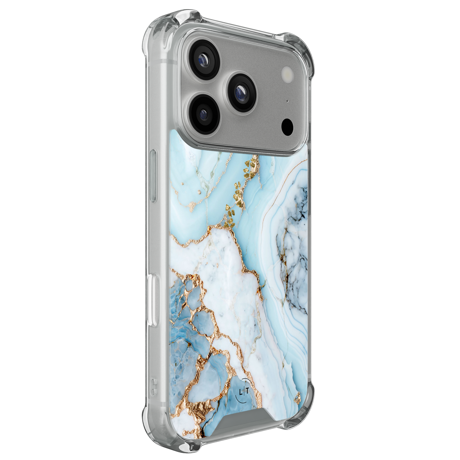 Leuke Telefoonhoesjes iPhone 17 Pro shockproof case - Marmer babyblauw