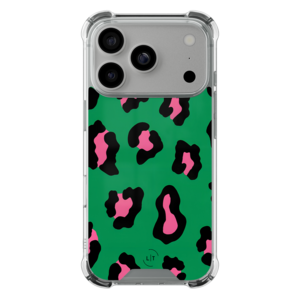 Leuke Telefoonhoesjes iPhone 17 Pro shockproof case - Luipaard groen roze