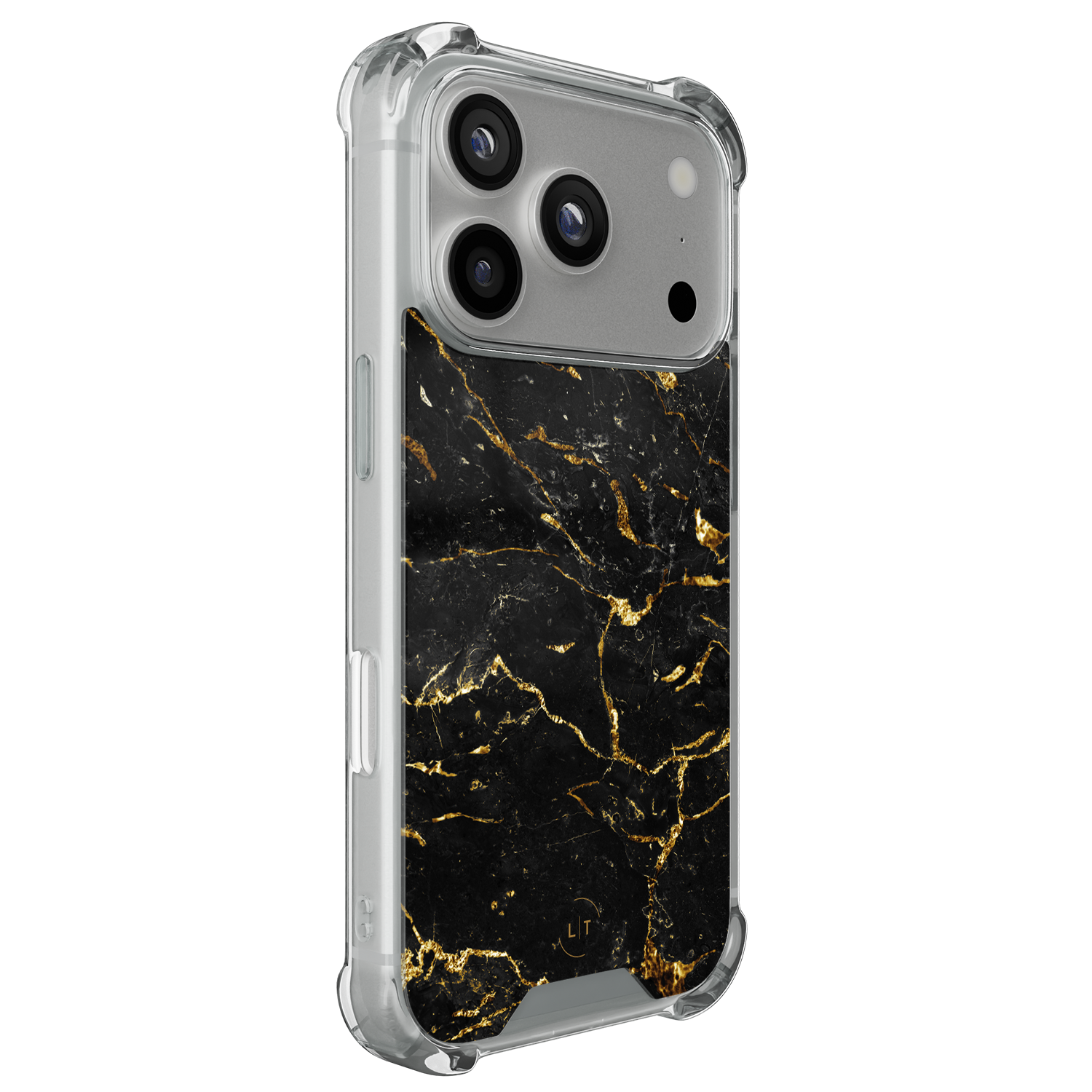 Leuke Telefoonhoesjes iPhone 17 Pro shockproof case - Marmer zwart goud