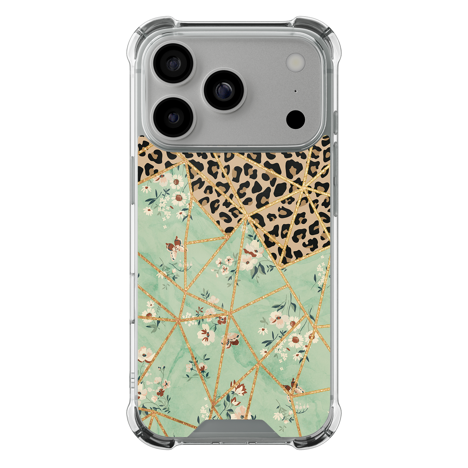 Leuke Telefoonhoesjes iPhone 17 Pro shockproof case - Luipaard flower print