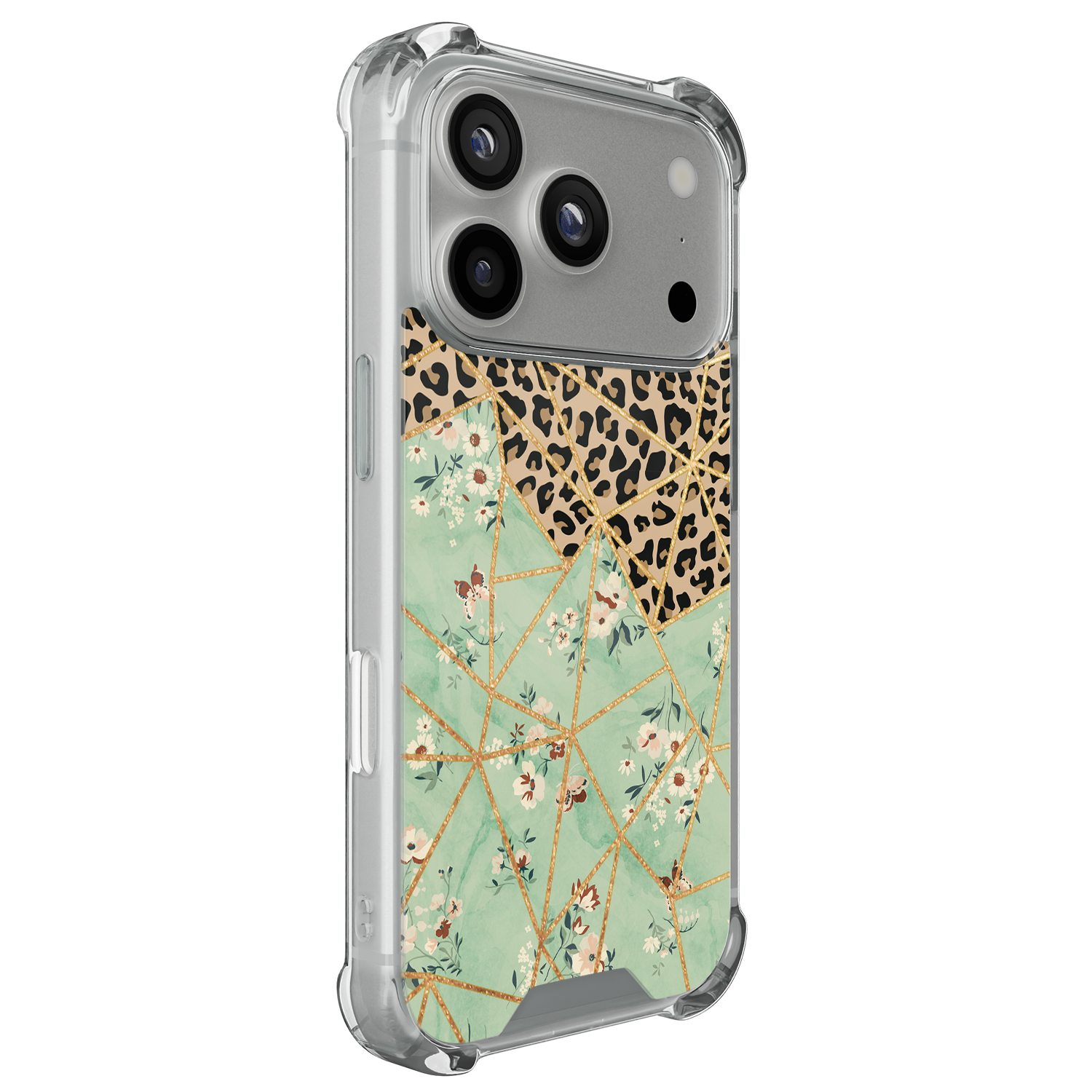 Leuke Telefoonhoesjes iPhone 17 Pro shockproof case - Luipaard flower print