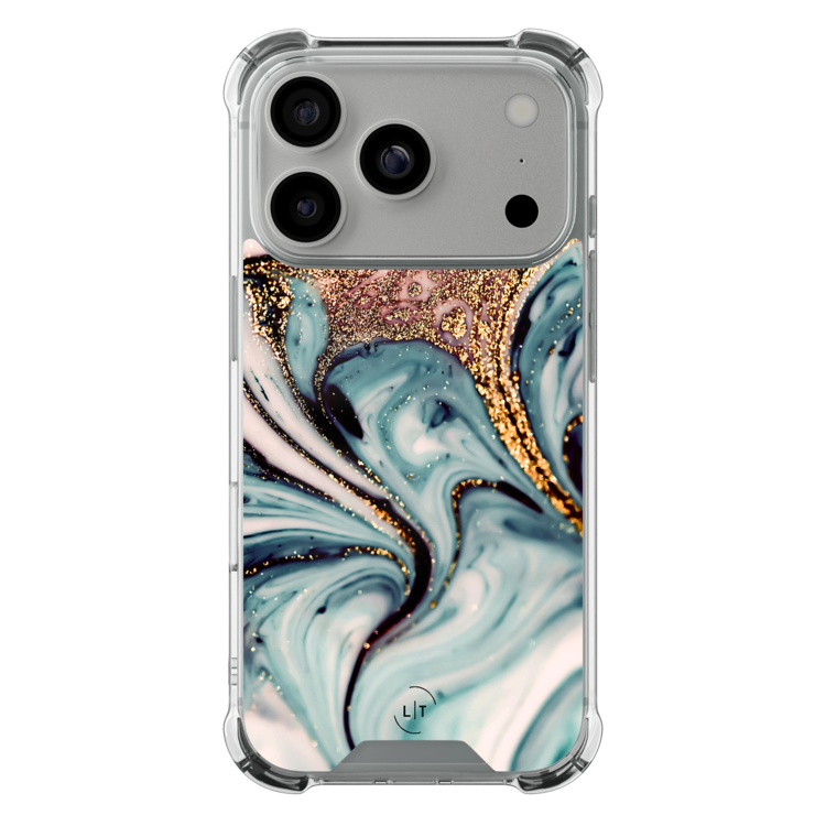 Leuke Telefoonhoesjes iPhone 17 Pro shockproof case - Marmer blauw goud