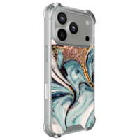 Leuke Telefoonhoesjes iPhone 17 Pro shockproof case - Marmer blauw goud