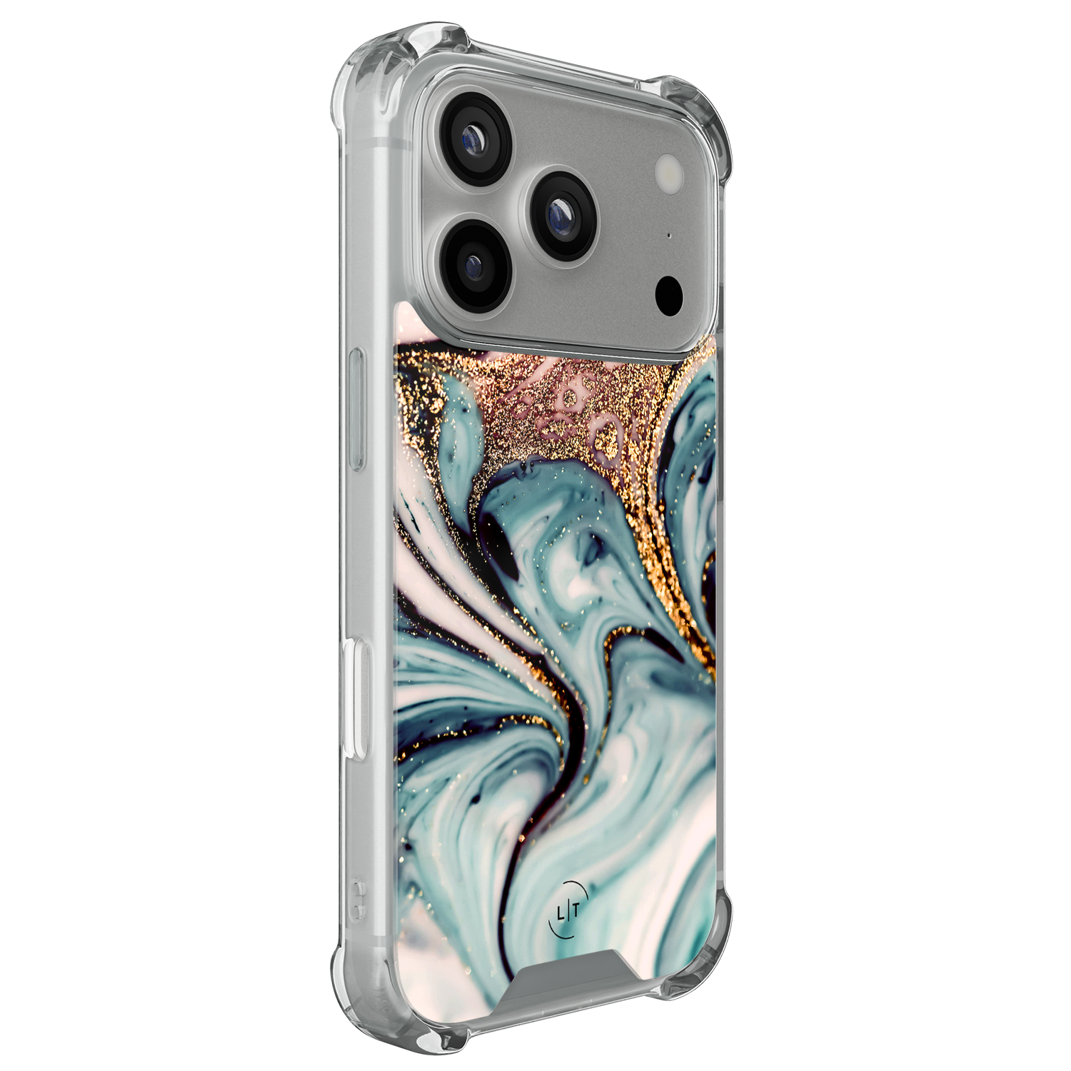 Leuke Telefoonhoesjes iPhone 17 Pro shockproof case - Marmer blauw goud
