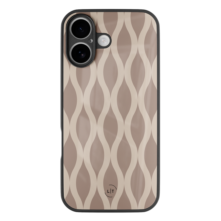 Leuke Telefoonhoesjes iPhone 17 hoesje glas - Abstract beige