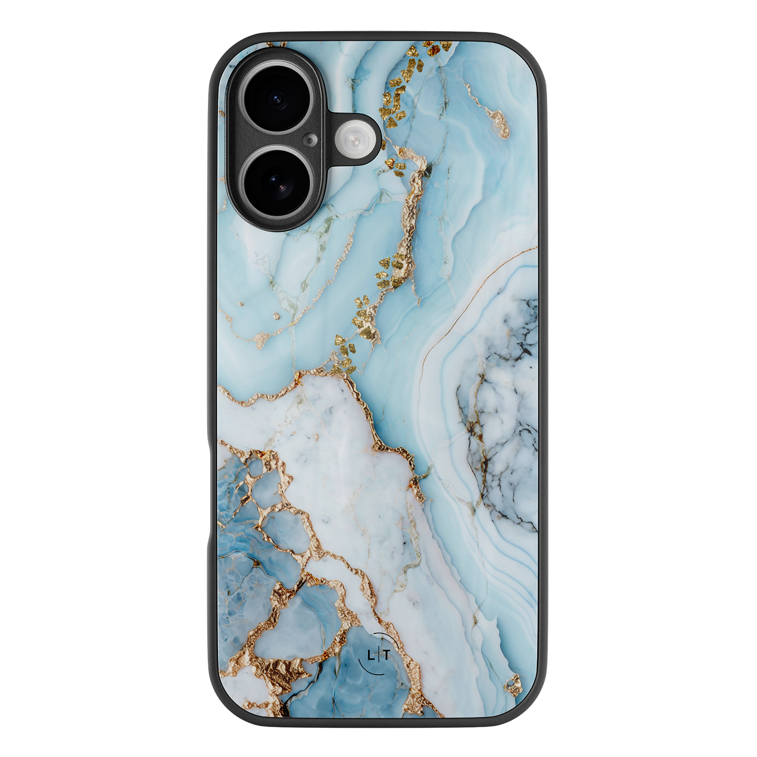 Leuke Telefoonhoesjes iPhone 17 hoesje glas - Marmer babyblauw
