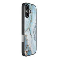 Leuke Telefoonhoesjes iPhone 17 hoesje glas - Marmer babyblauw