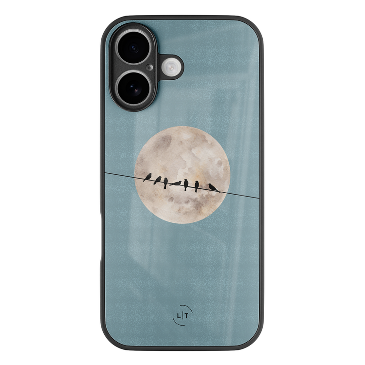 Leuke Telefoonhoesjes iPhone 17 hoesje glas - Moon birds