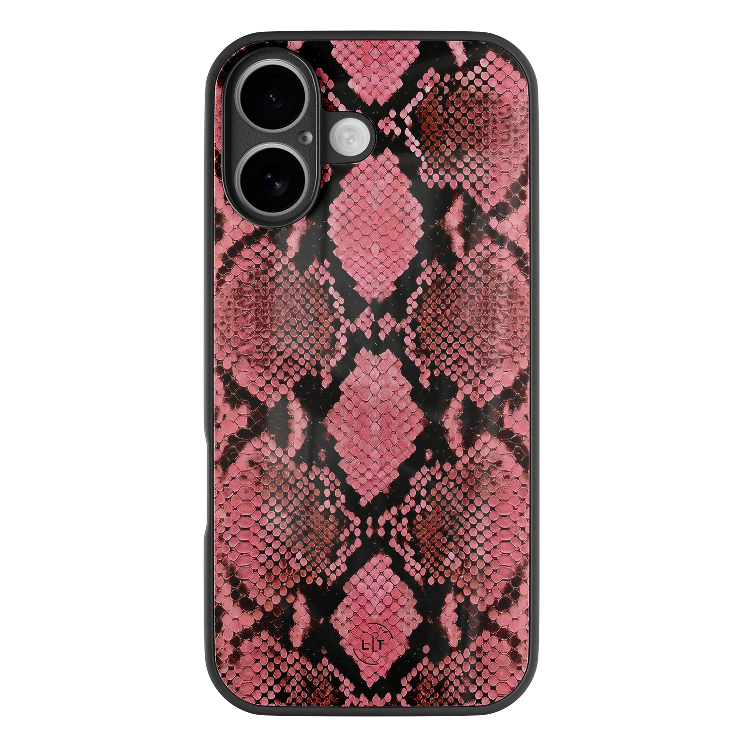 Leuke Telefoonhoesjes iPhone 17 hoesje glas - Slangenprint roze