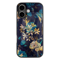 Leuke Telefoonhoesjes iPhone 17 hoesje glas - Bloemen turquoise