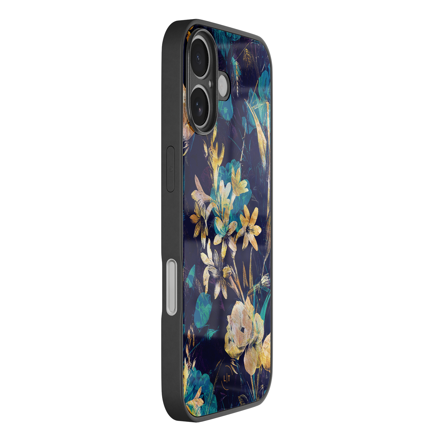 Leuke Telefoonhoesjes iPhone 17 hoesje glas - Bloemen turquoise