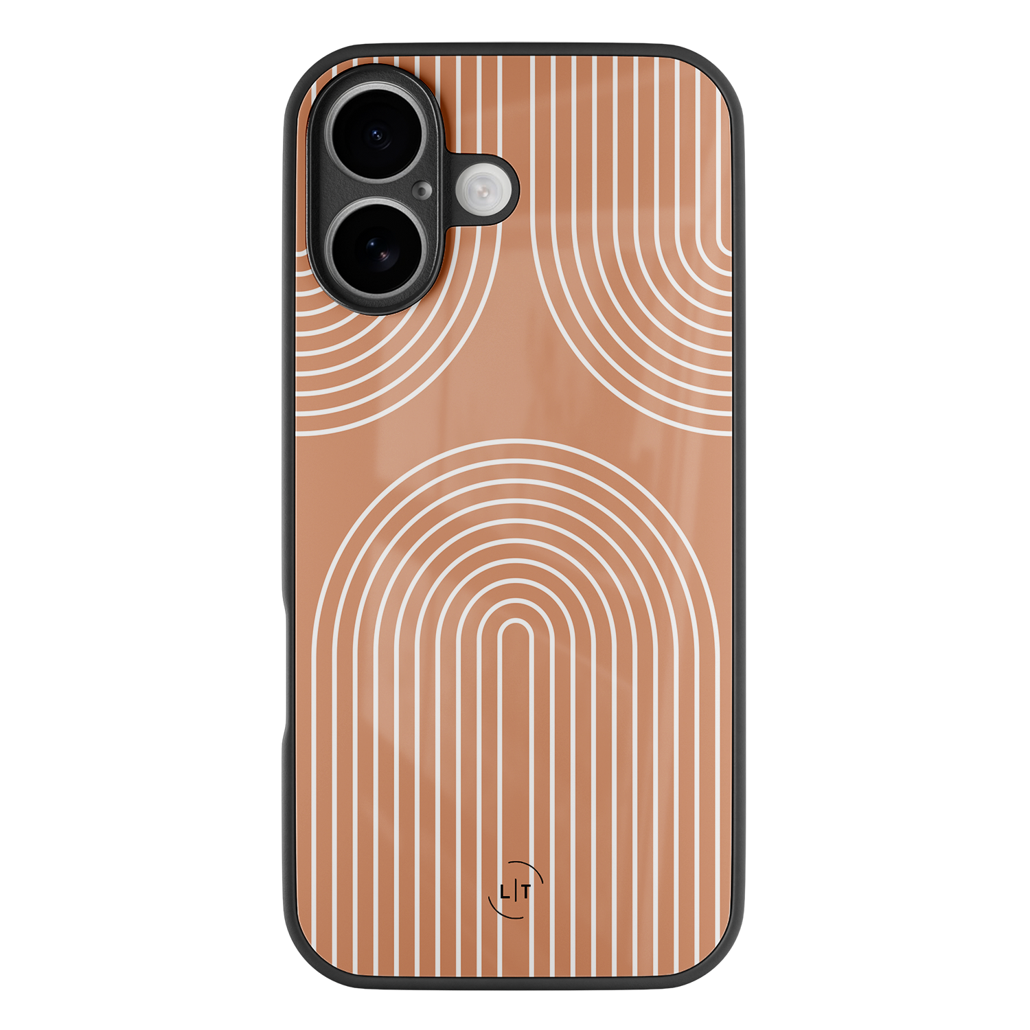 Leuke Telefoonhoesjes iPhone 17 hoesje glas - Peach geometry