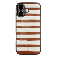 Leuke Telefoonhoesjes iPhone 17 hoesje glas - Terracotta stripes