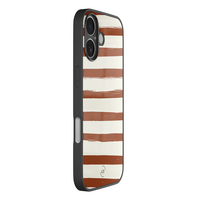 Leuke Telefoonhoesjes iPhone 17 hoesje glas - Terracotta stripes