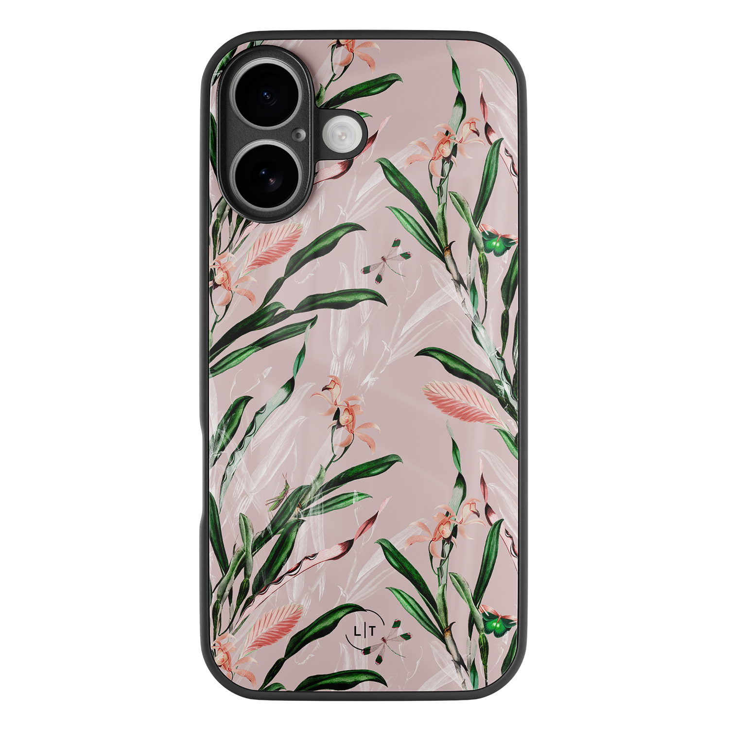 Leuke Telefoonhoesjes iPhone 17 hoesje glas - Pink botanical