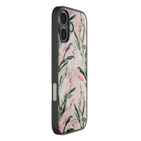 Leuke Telefoonhoesjes iPhone 17 hoesje glas - Pink botanical