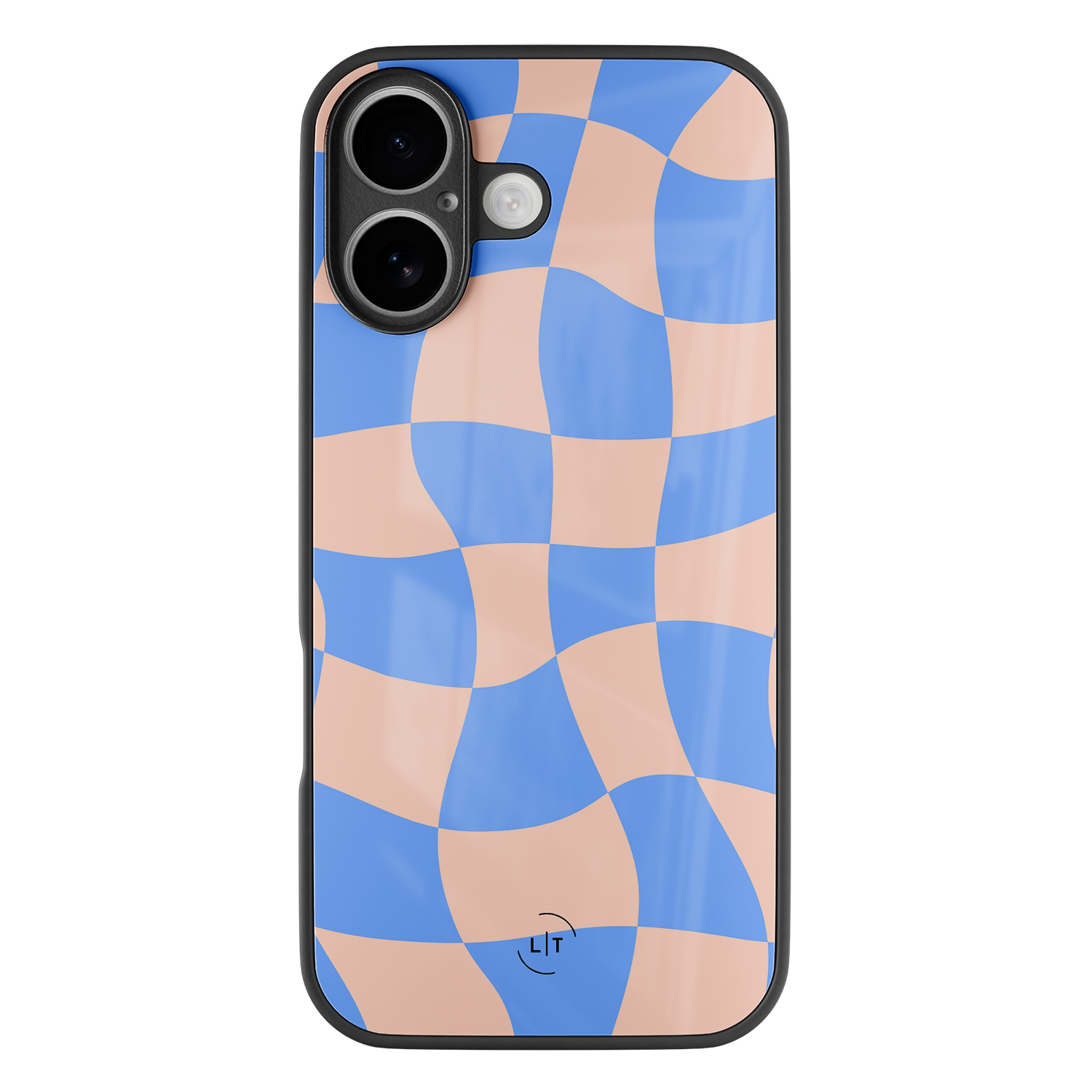 Leuke Telefoonhoesjes iPhone 17 hoesje glas - Wavy checkboard