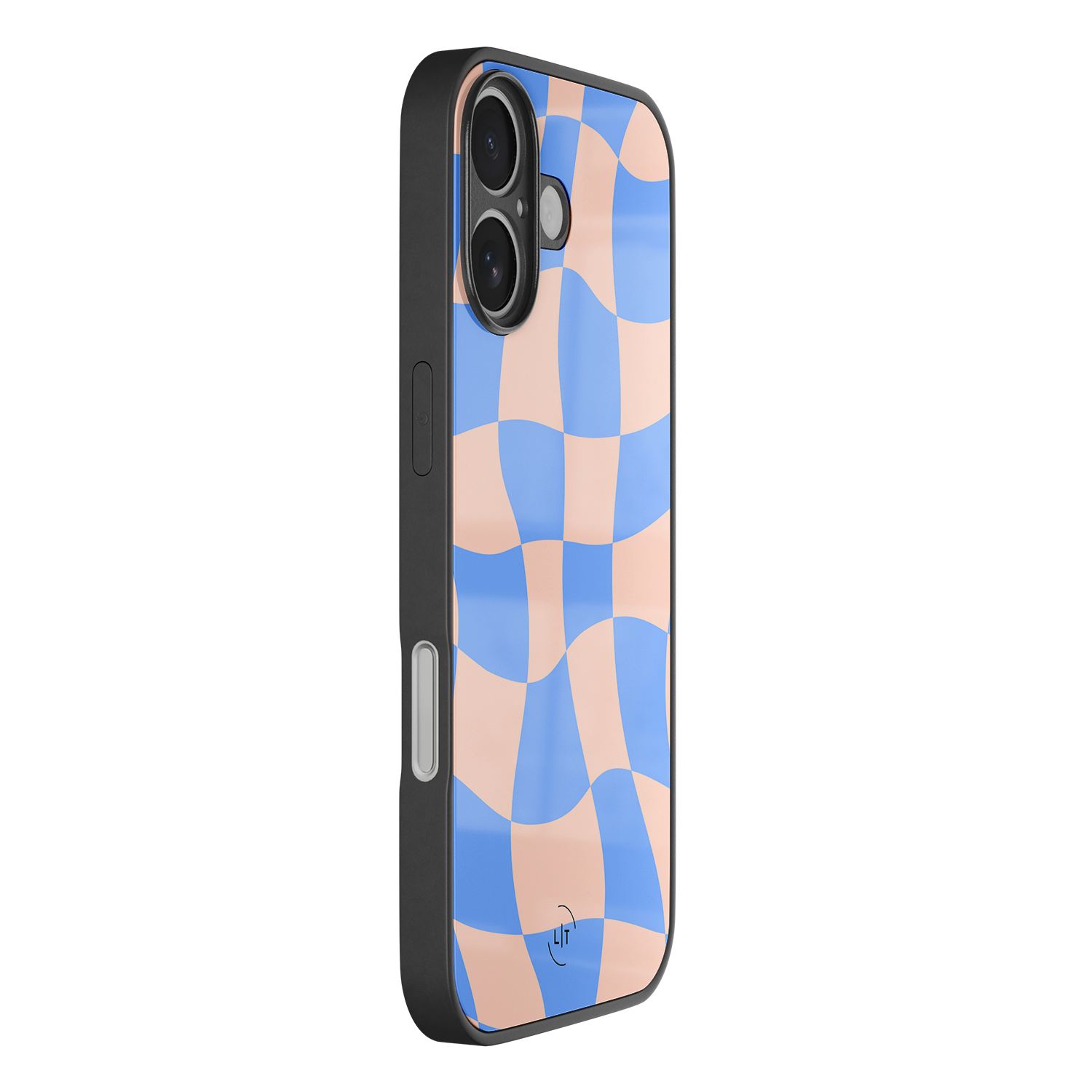 Leuke Telefoonhoesjes iPhone 17 hoesje glas - Wavy checkboard