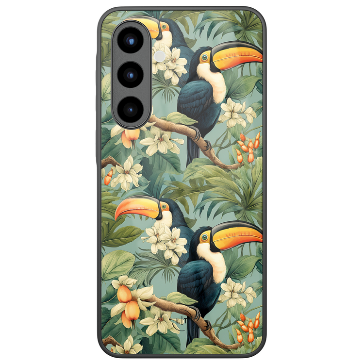 Leuke Telefoonhoesjes Samsung Galaxy A57 hoesje glas - Jungle toucan