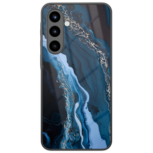 Leuke Telefoonhoesjes Samsung Galaxy A57 hoesje glas - Marmer lagoon blauw