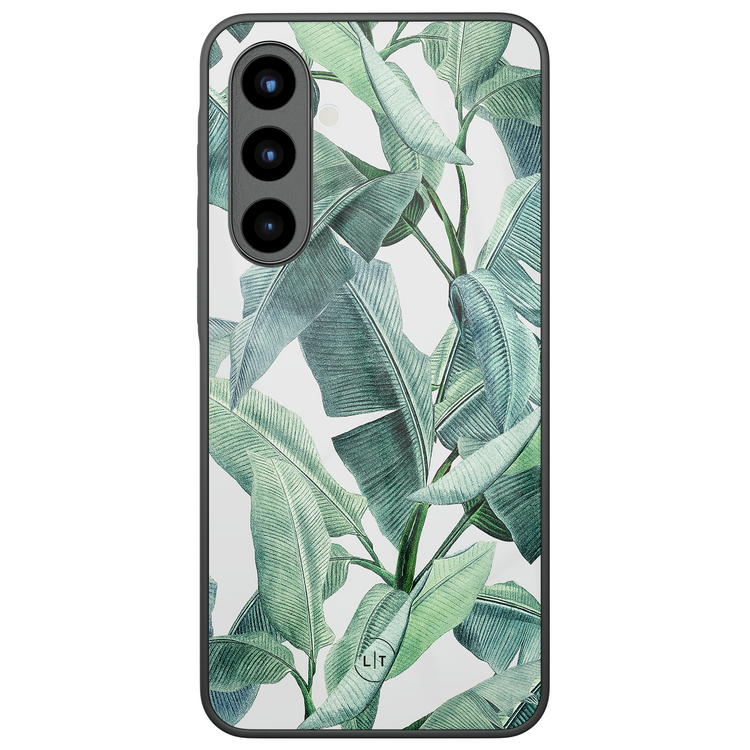 Leuke Telefoonhoesjes Samsung Galaxy A57 hoesje glas - Banana leaves