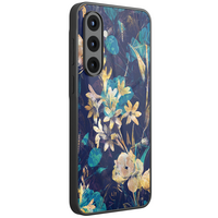 Leuke Telefoonhoesjes Samsung Galaxy A57 hoesje glas - Bloemen turquoise