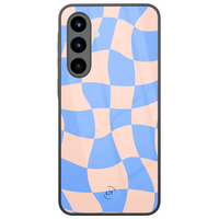 Leuke Telefoonhoesjes Samsung Galaxy A57 hoesje glas - Wavy checkboard