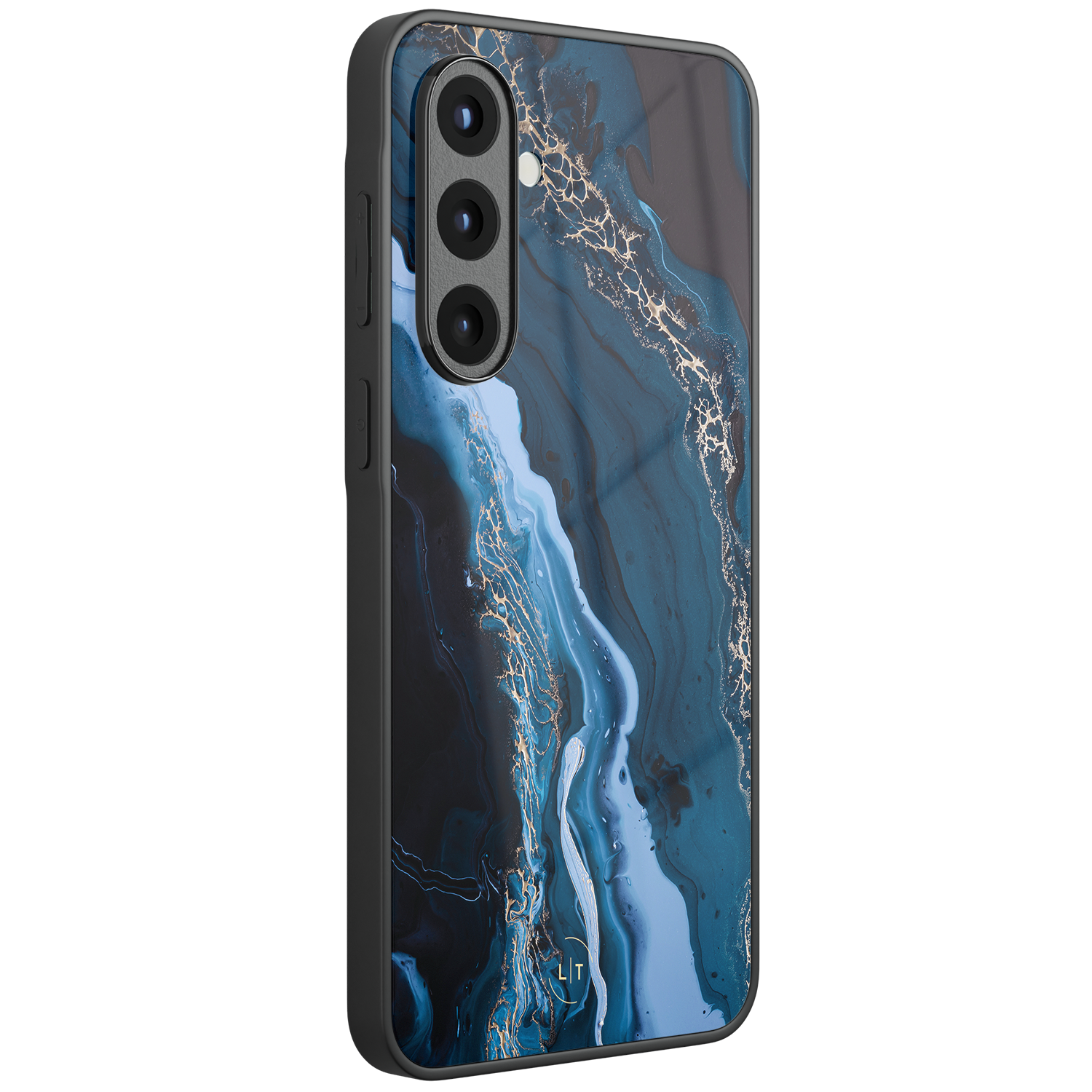 Leuke Telefoonhoesjes Samsung Galaxy A56 hoesje glas - Marmer lagoon blauw