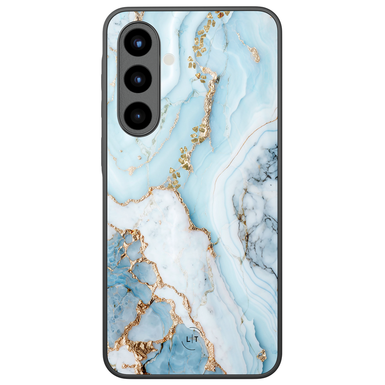Leuke Telefoonhoesjes Samsung Galaxy A56 hoesje glas - Marmer babyblauw
