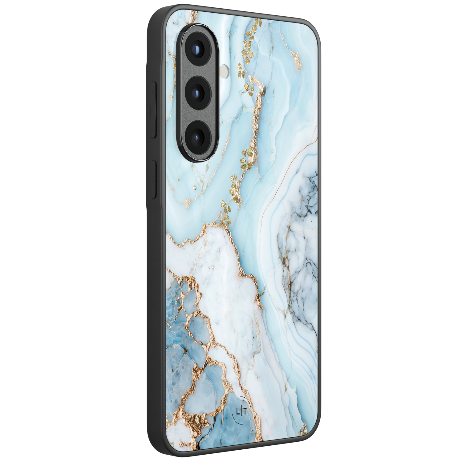 Leuke Telefoonhoesjes Samsung Galaxy A56 hoesje glas - Marmer babyblauw