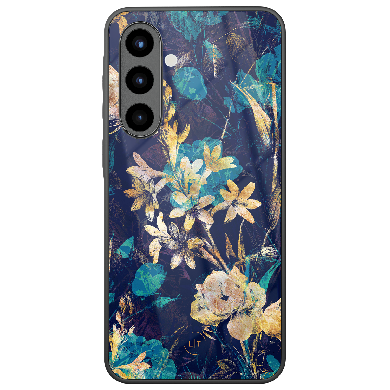 Leuke Telefoonhoesjes Samsung Galaxy A56 hoesje glas - Bloemen turquoise
