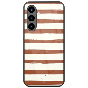 Leuke Telefoonhoesjes Samsung Galaxy A56 hoesje glas - Terracotta stripes