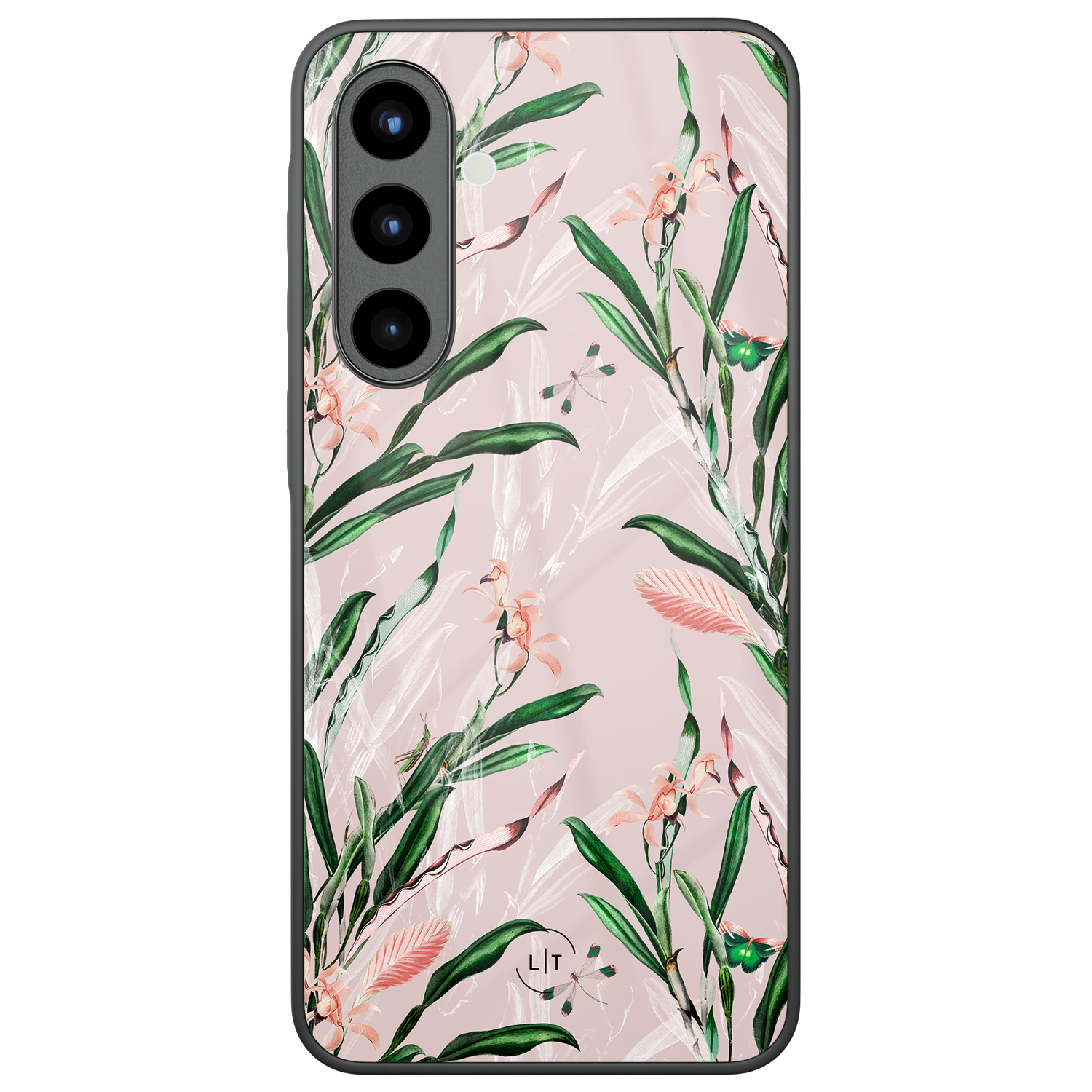 Leuke Telefoonhoesjes Samsung Galaxy A56 hoesje glas - Pink botanical