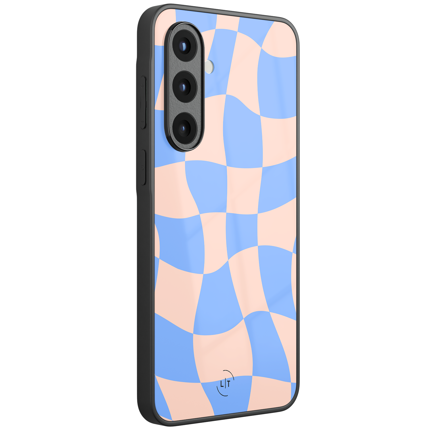Leuke Telefoonhoesjes Samsung Galaxy A56 hoesje glas - Wavy checkboard