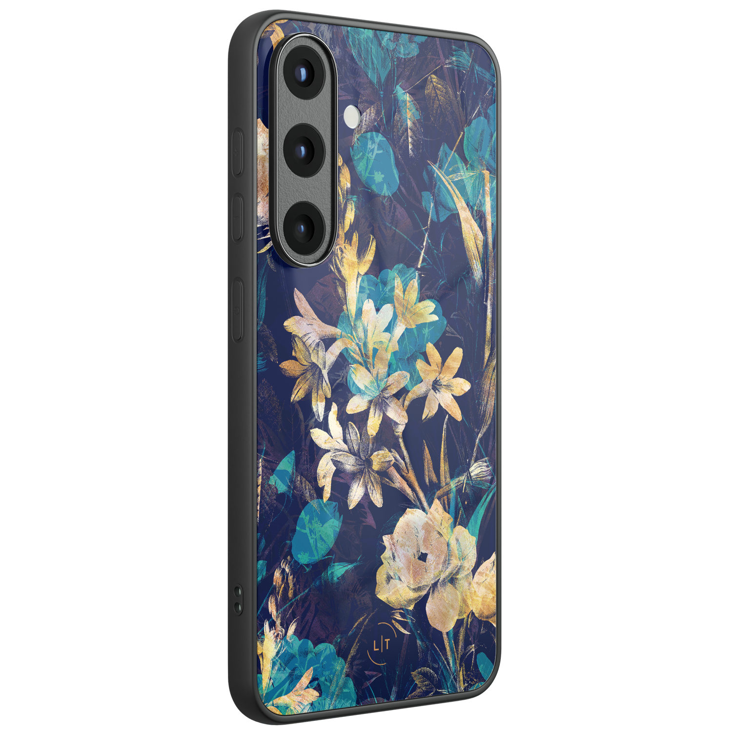 Leuke Telefoonhoesjes Samsung Galaxy S26 hoesje glas - Bloemen turquoise