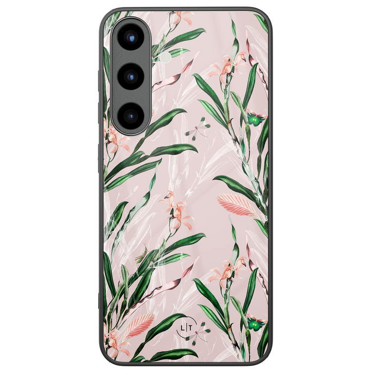 Leuke Telefoonhoesjes Samsung Galaxy S26 hoesje glas - Pink botanical
