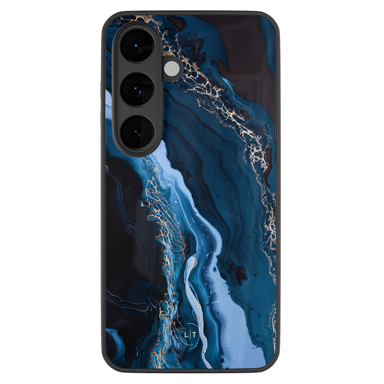 Leuke Telefoonhoesjes Samsung Galaxy S26 hoesje glas - Marmer lagoon blauw