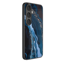 Leuke Telefoonhoesjes Samsung Galaxy S26 hoesje glas - Marmer lagoon blauw