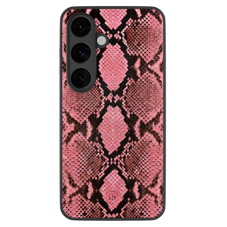 Leuke Telefoonhoesjes Samsung Galaxy S26 hoesje glas - Slangenprint roze