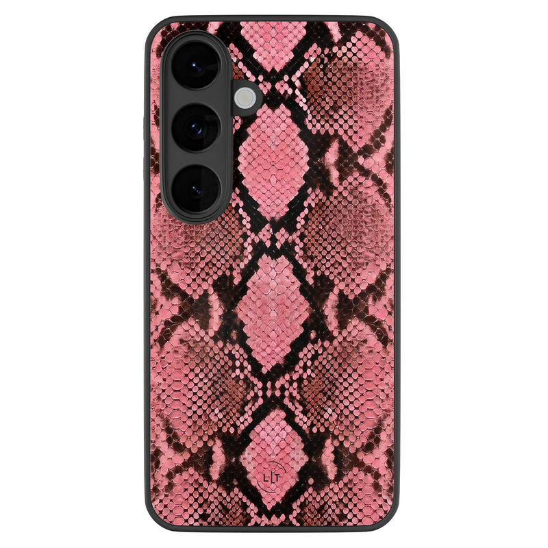 Leuke Telefoonhoesjes Samsung Galaxy S26 hoesje glas - Slangenprint roze