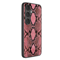 Leuke Telefoonhoesjes Samsung Galaxy S26 hoesje glas - Slangenprint roze