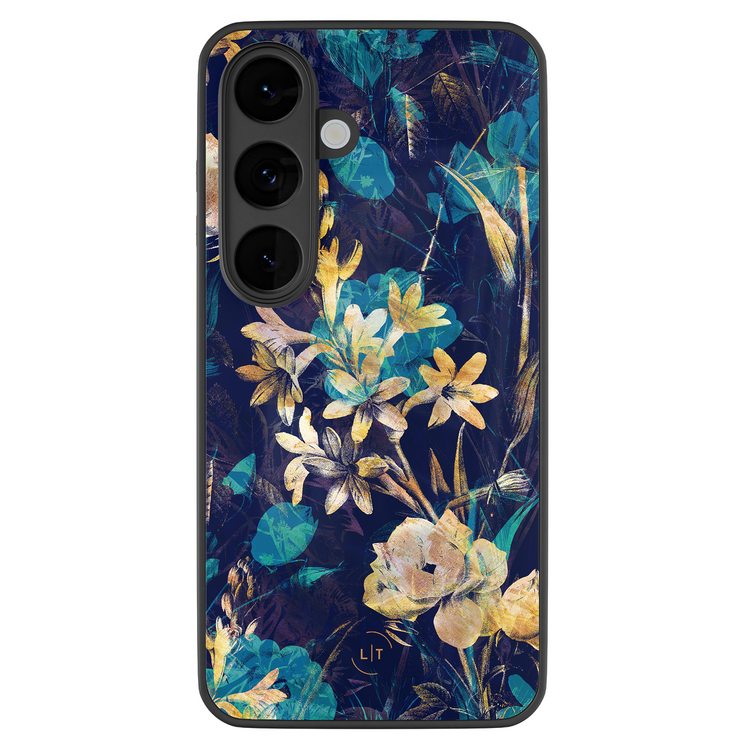 Leuke Telefoonhoesjes Samsung Galaxy S26 hoesje glas - Bloemen turquoise