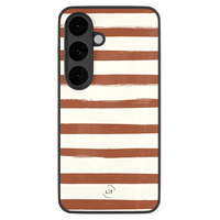 Leuke Telefoonhoesjes Samsung Galaxy S26 hoesje glas - Terracotta stripes