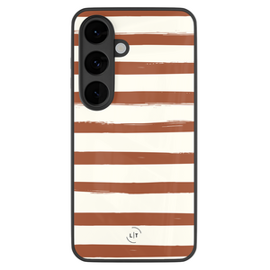 Leuke Telefoonhoesjes Samsung Galaxy S26 hoesje glas - Terracotta stripes